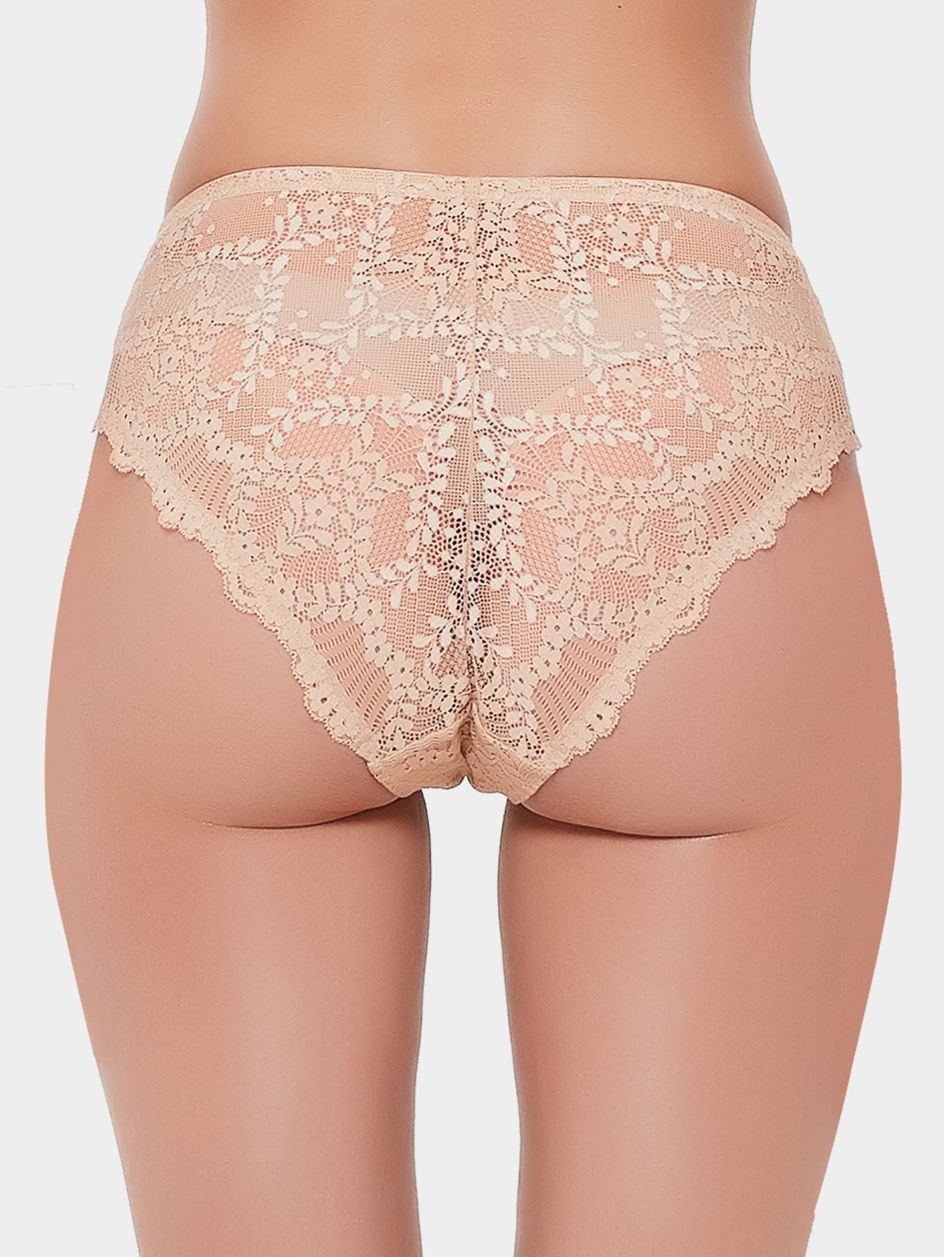 4 PCS Lace Panties Sexy High Cut Briefs Hipster Underwear Nude