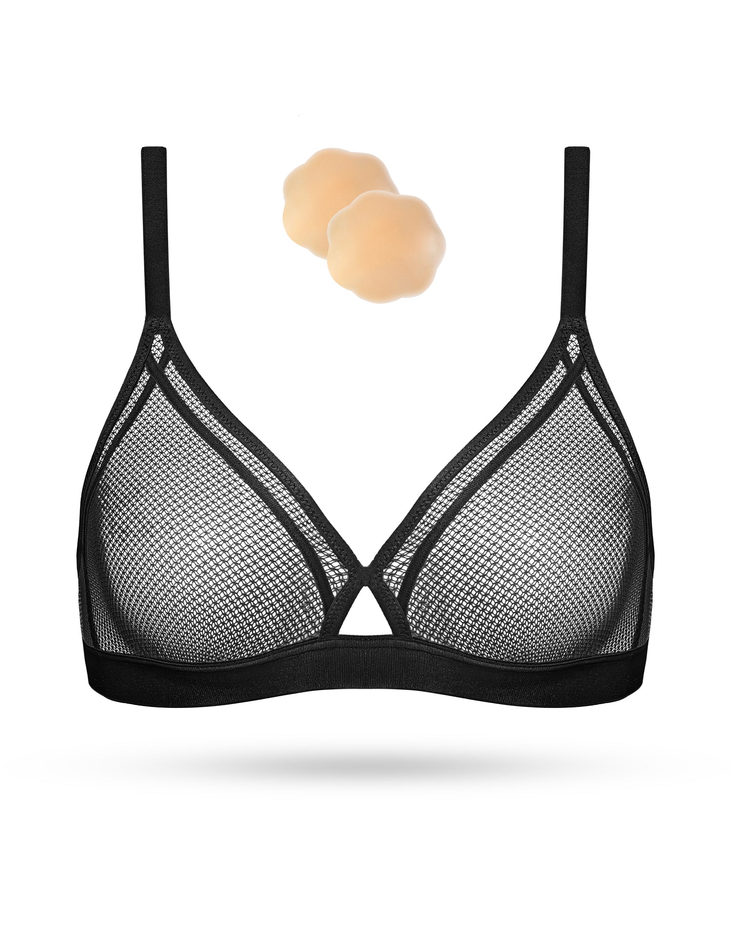 Wingslove Women's See Through Sexy Sheer Bra Unlined Underwire Support  Everyday Bra with Silicone Nipple (Black,32B) at  Women's Clothing  store