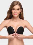 Adhesive Push-up Reusable Self Silicone Bra Black - WingsLove