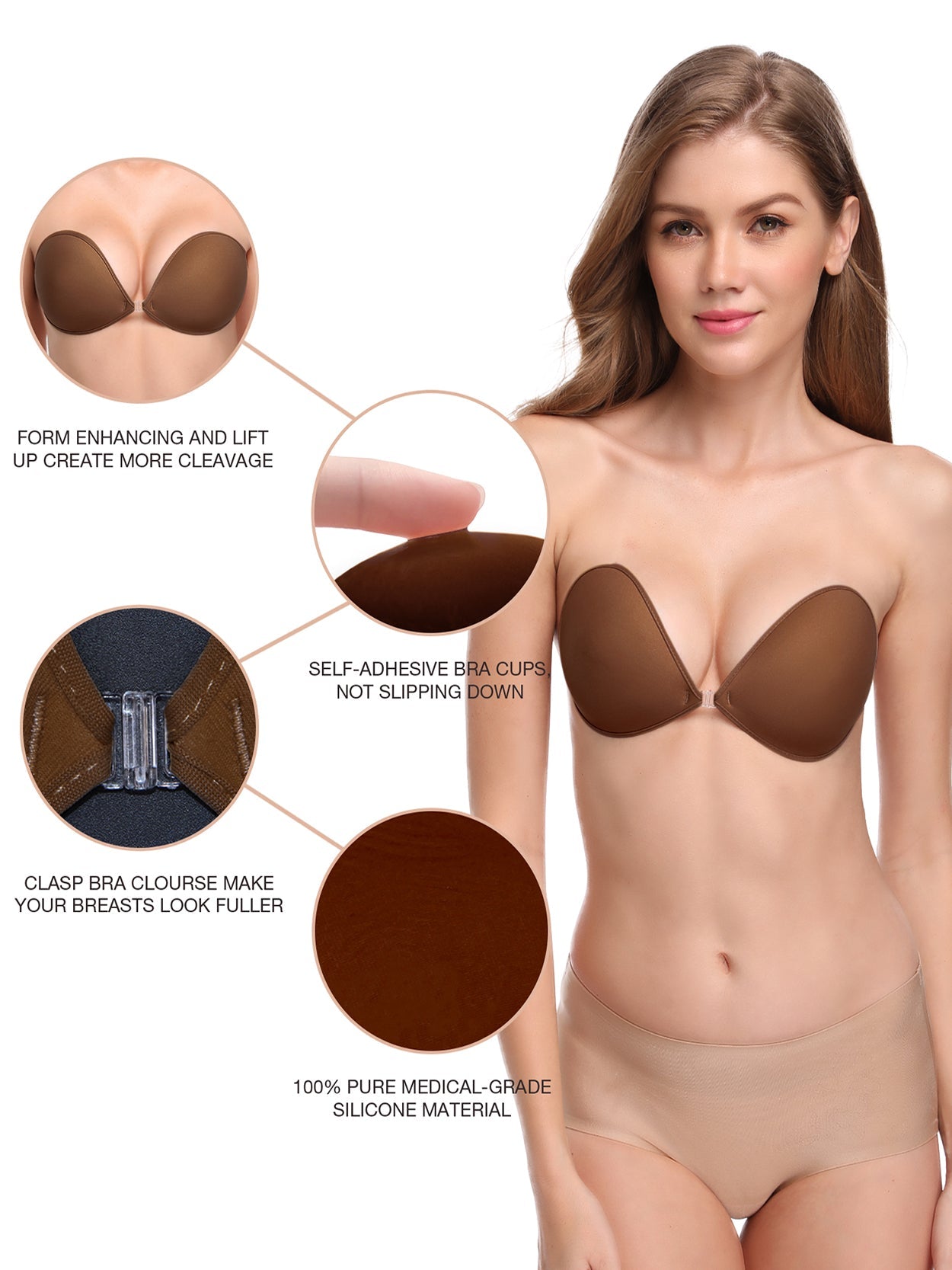 Stick On Bra, Push up Bra, Sticky Bra, Adhesive Bras, Invisible Bra, Breast  Lifters for Women with Push Up Effects, Nude, 32 : : Fashion