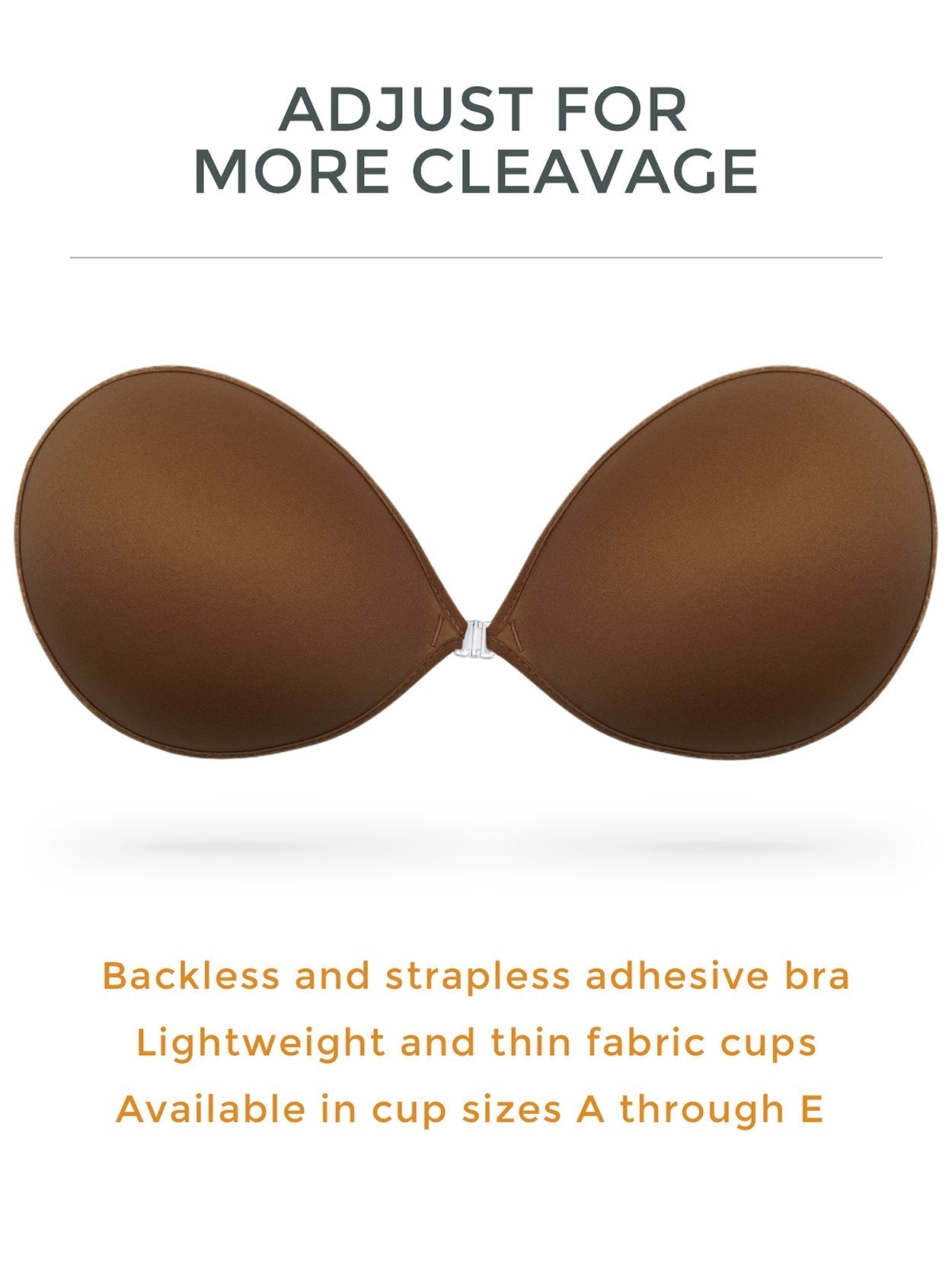 Adhesive Push-up Reusable Self Silicone Bra Coffee Brown - WingsLove