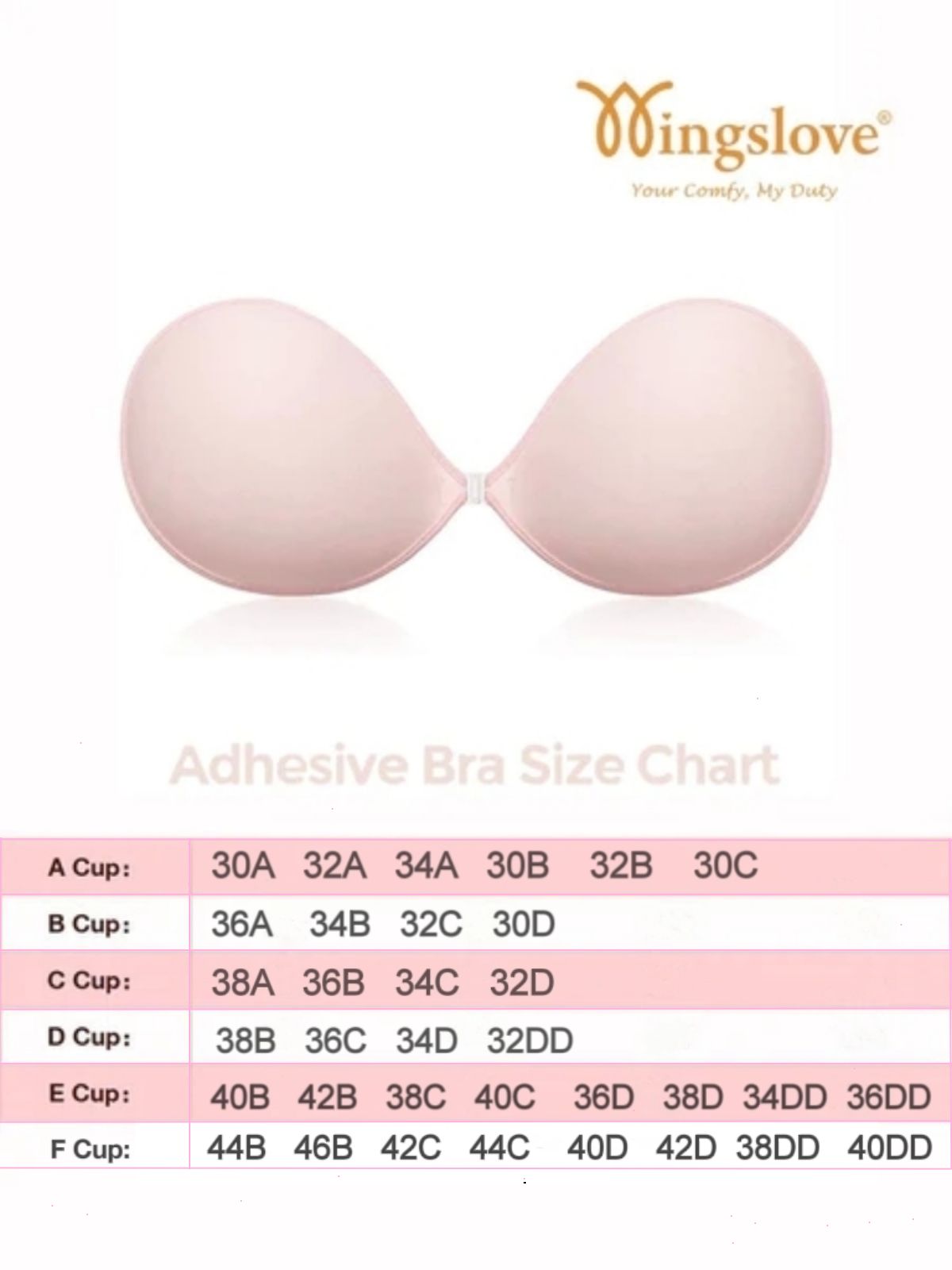 Adhesive Push-up Reusable Self Silicone Bra Light Pink - WingsLove