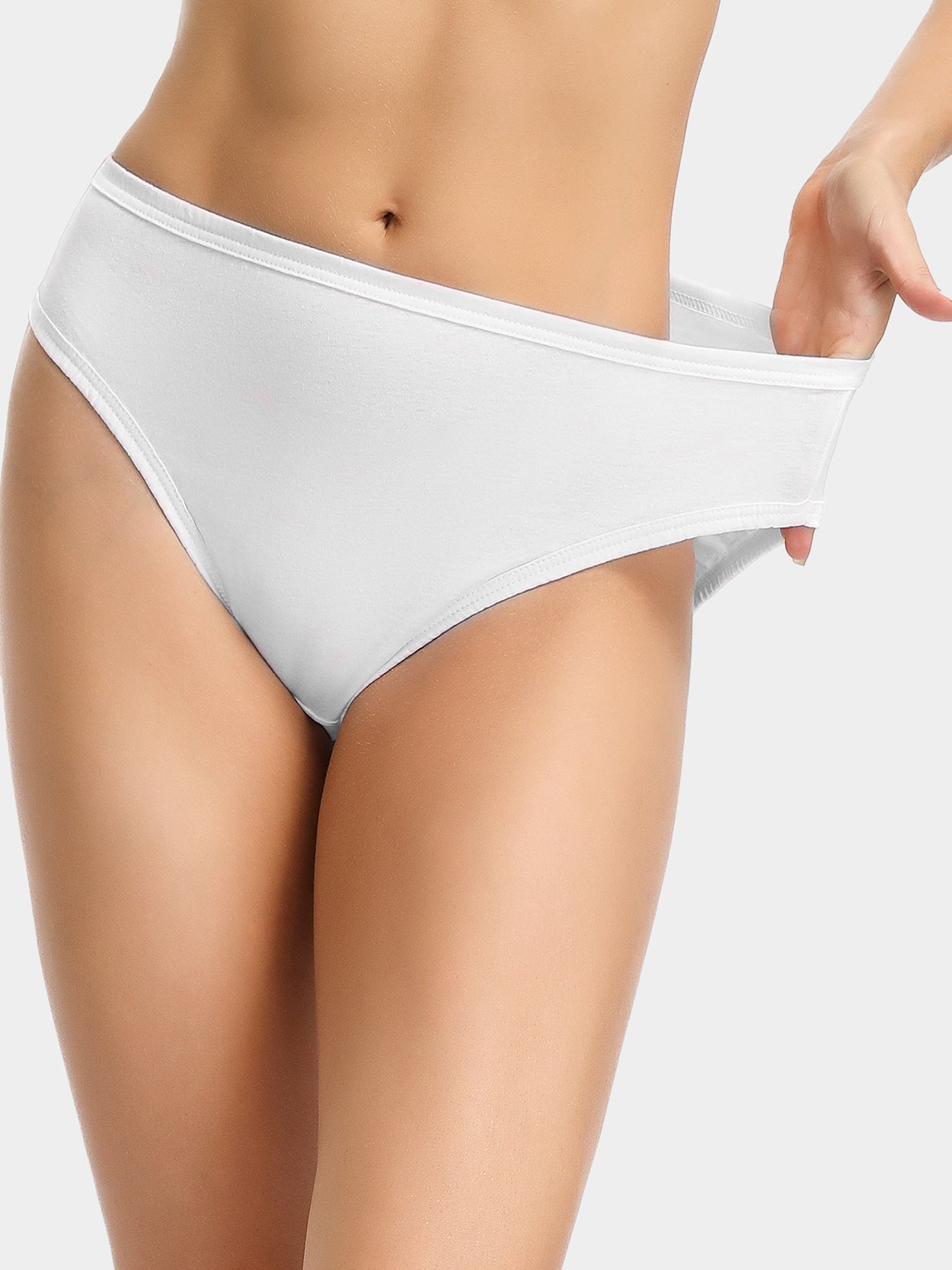 Women's White Cotton High Cut Panties