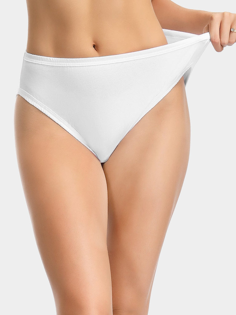 Cotton High-Cut Brief Plus Size Underwear White - WingsLove