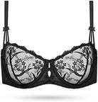 Embroidered Lace Unlined Bra Demi Sheer See Through Underwire Bras - WingsLove
