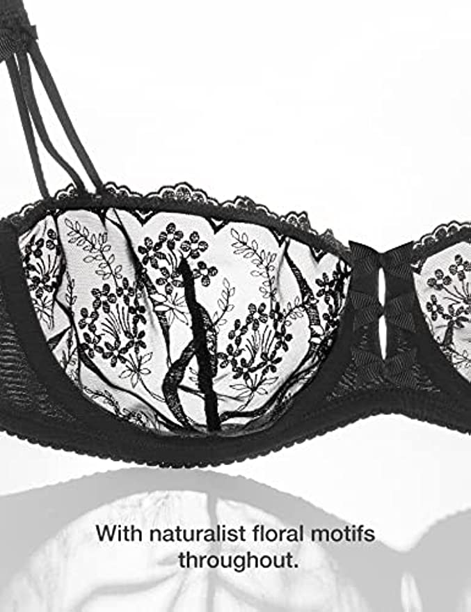 Floral Lace Unlined Bra in Black