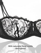 Embroidered Lace Unlined Bra Demi Sheer See Through Underwire Bras - WingsLove