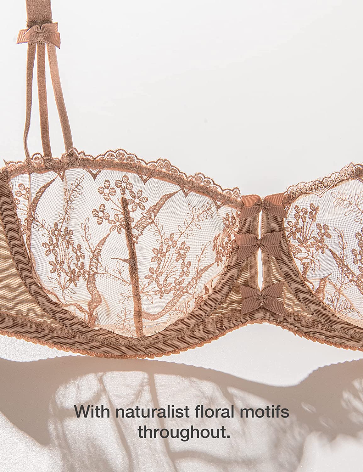 Mirgoo Minimizer Bra Underwire Eyelash Lace See Through Sheer Unlined  Smoothing Brasieres, Dark Nude, 36C at  Women's Clothing store