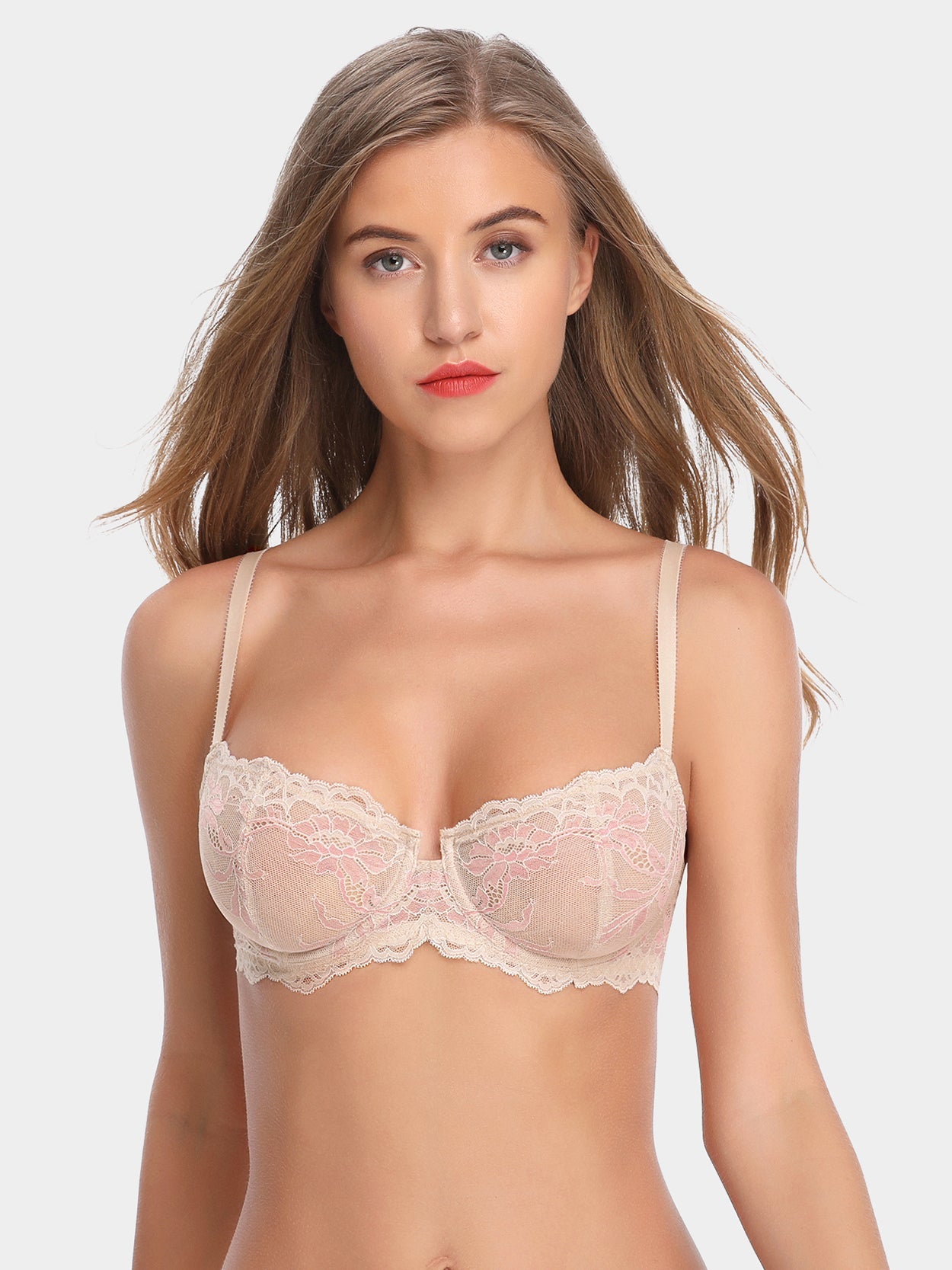 Eyelash Lace Demi Bra Sexy Sheer Lace Balconette Bra - WingsLove