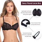 Eyelash Lace Demi Sexy Sheer Lace Balconette Bra Black - WingsLove