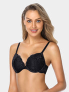 Floral Lace Push Up Lightly Padded Demi Plunge Bra - WingsLove