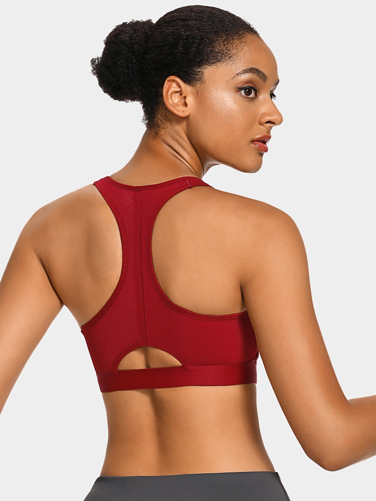 Front Closure Padded Zip Racerback Sports Bra Red – WingsLove