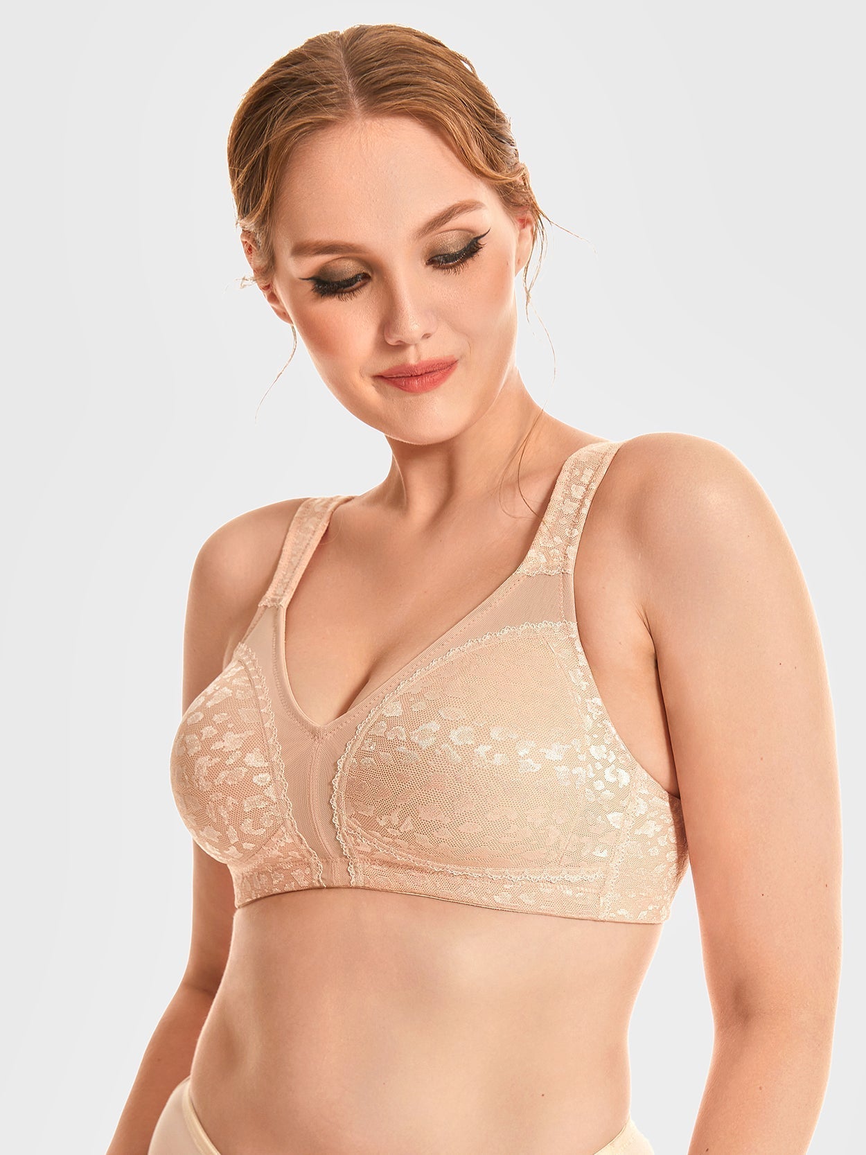 Non Padded Plus Size Everyday Bra Women's Full Coverage Minimizer Bra  Comfort Lace Wirefree