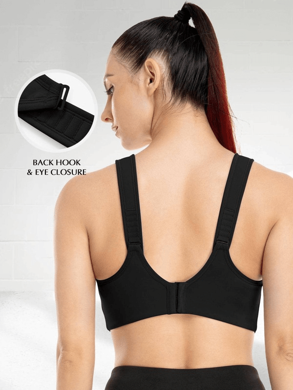 Full Coverage Underwire Workout Sports Bras Black - WingsLove