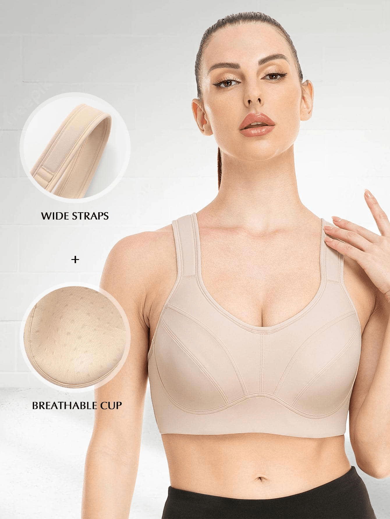 Full Coverage Underwire Workout Sports Bras Nude - WingsLove