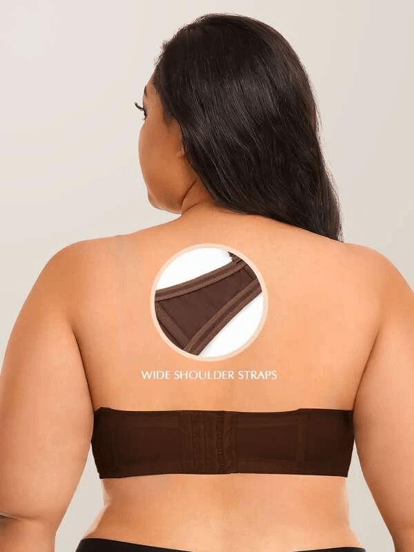 Full Figure Strapless Underwire Multiway Contour Bra Coffee Brown - WingsLove