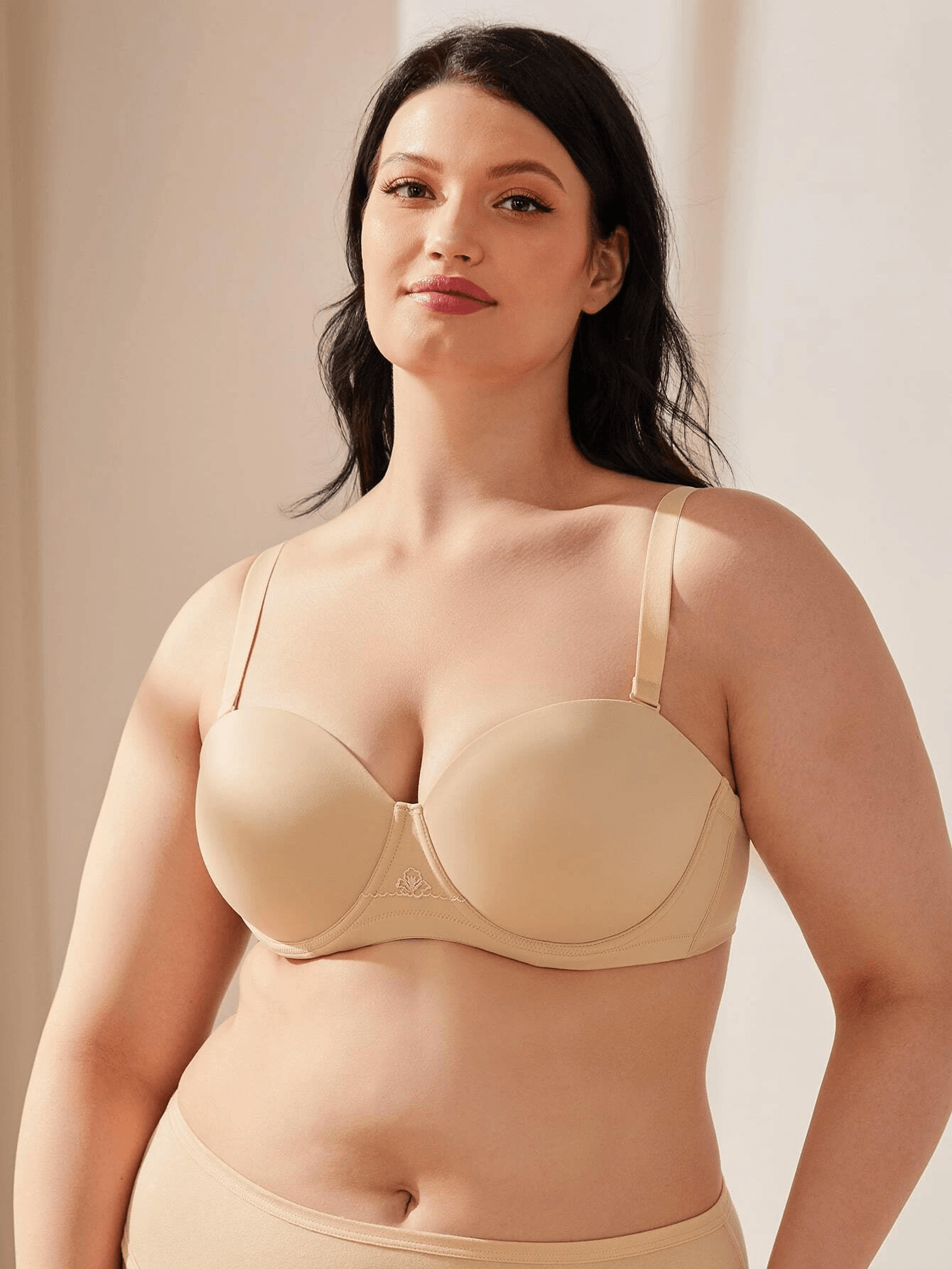 Full Figure Strapless Underwire Multiway Contour Bra Nude - WingsLove