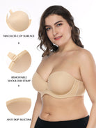 Full Figure Strapless Underwire Multiway Contour Bra Nude - WingsLove