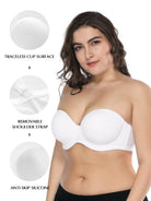 Full Figure Strapless Underwire Multiway Contour Bra White - WingsLove