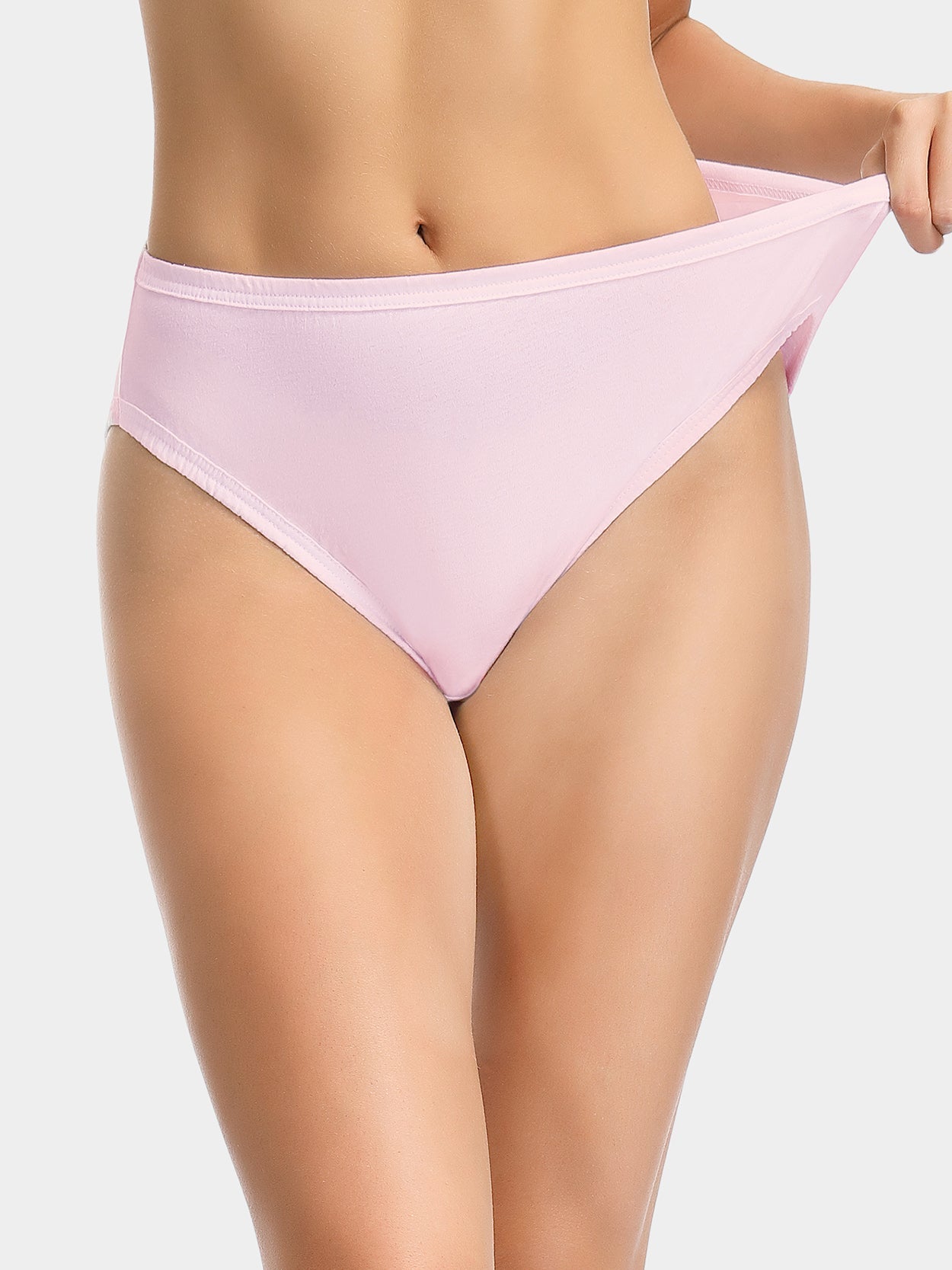 High-Cut Brief Cotton Plus Size Underwear 3 PCS Pink