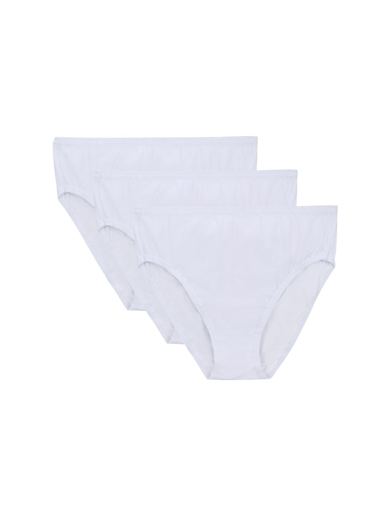 High-Cut Brief Cotton Plus Size Underwear 3 PCS White - WingsLove