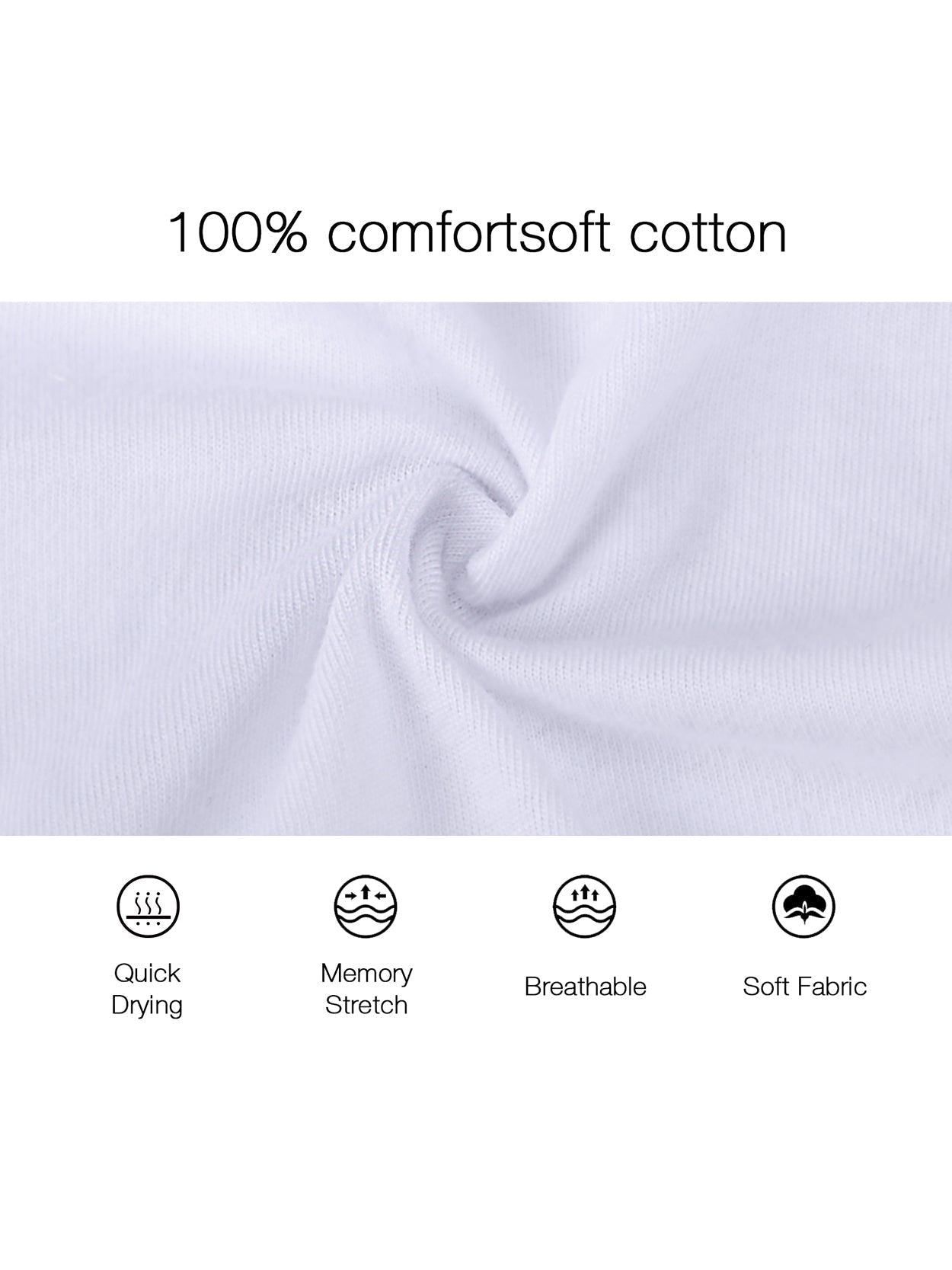 High-Cut Brief Cotton Plus Size Underwear 3 PCS White