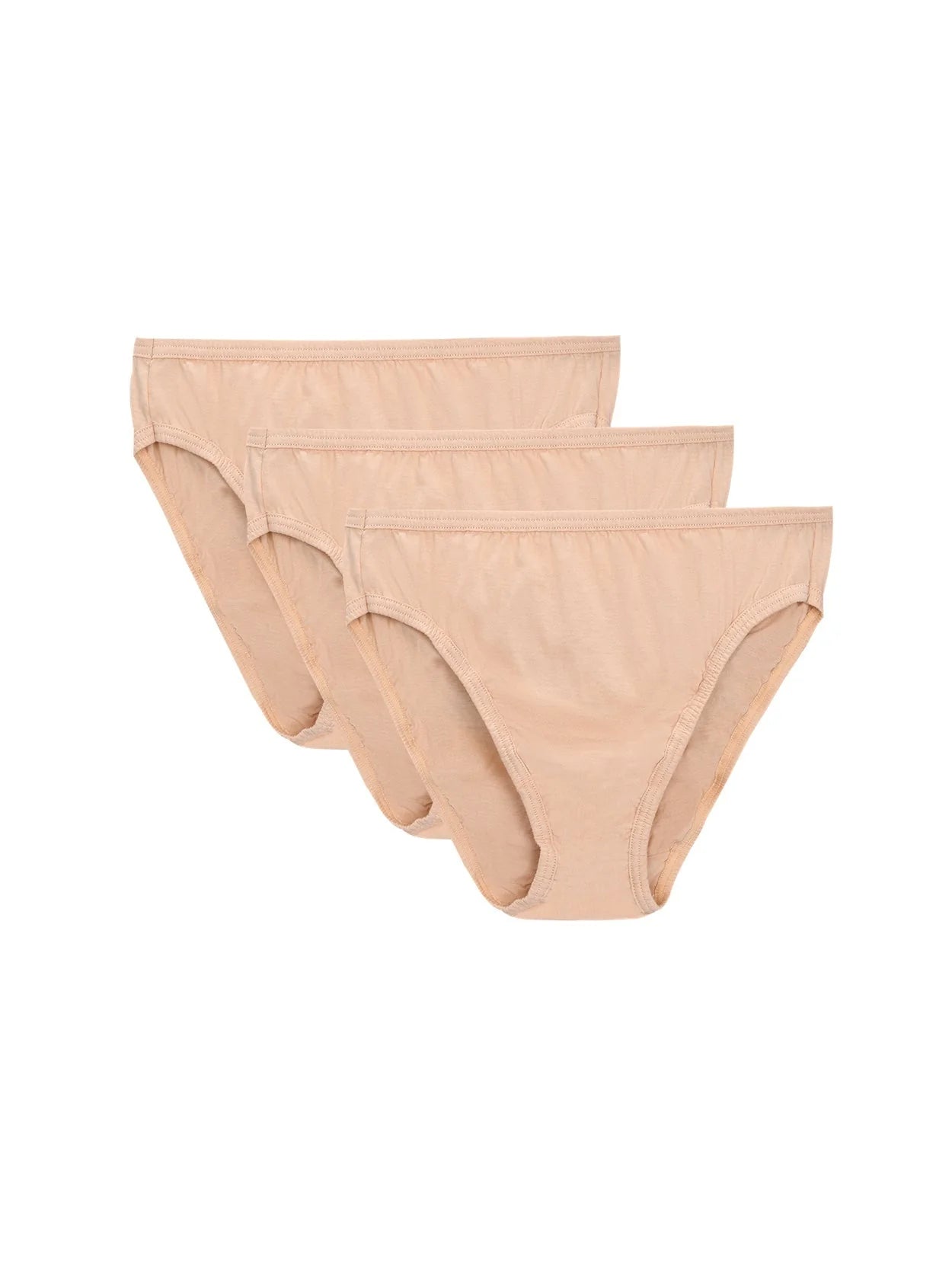 High-Cut Brief Cotton Plus Size Underwear 3 PCS White Pink Nude