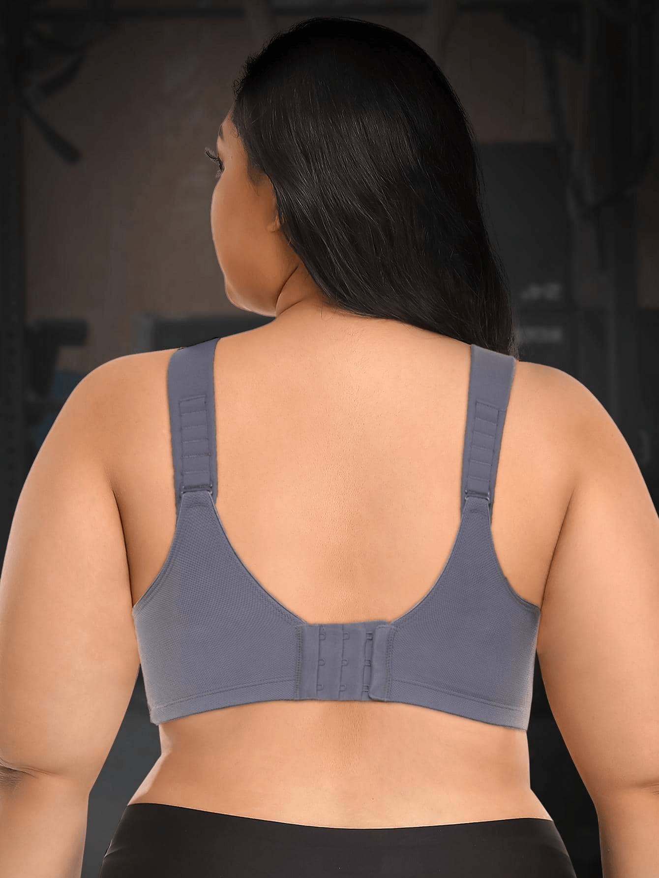 High Impact Full Coverage Plus Size Sports Bra Grey - WingsLove