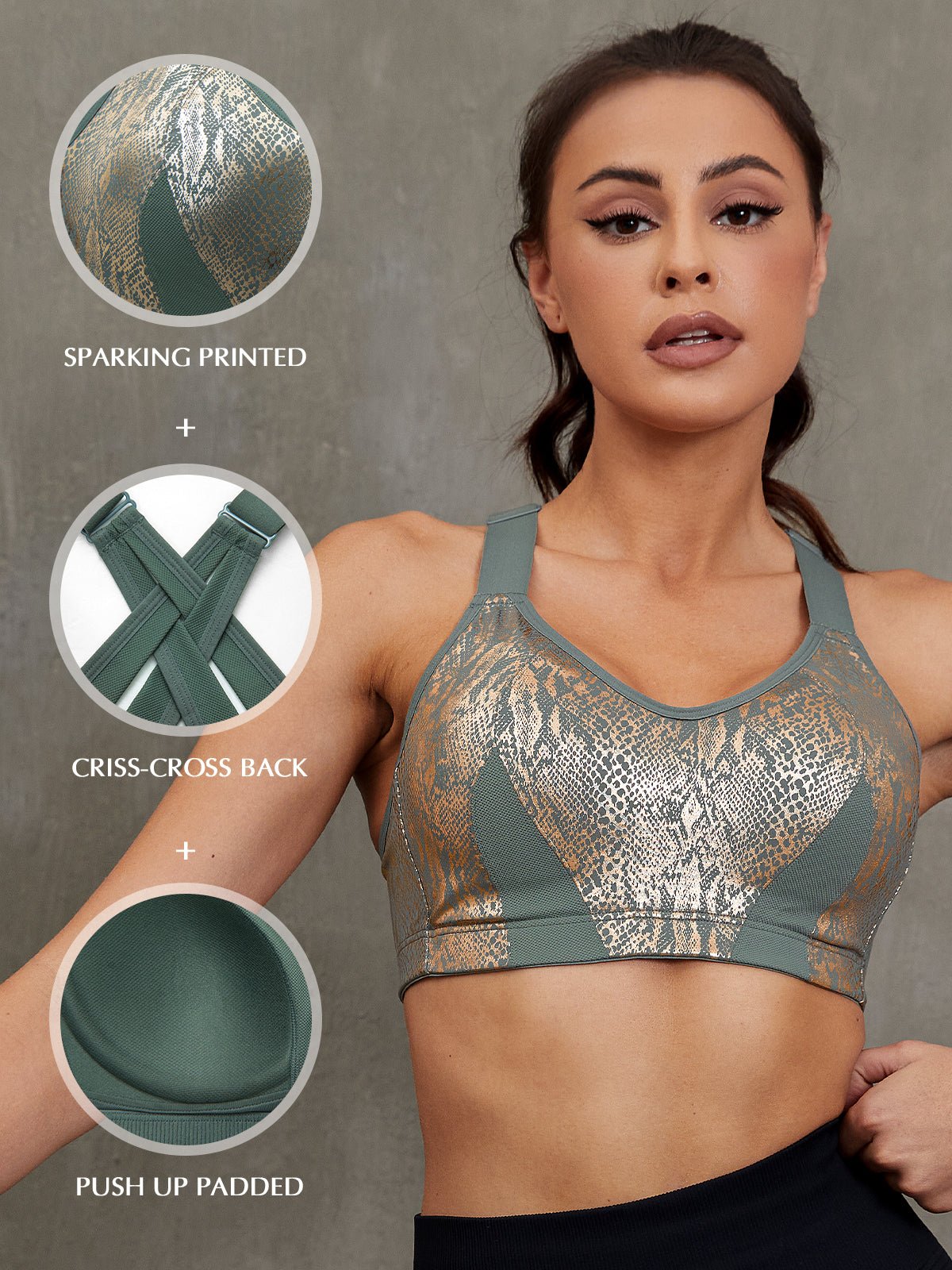 High Impact Sparkly Full Coverage Padded Racerback Bras