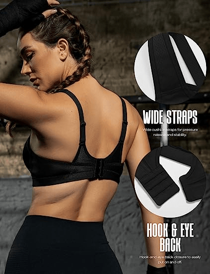black solid sports bra