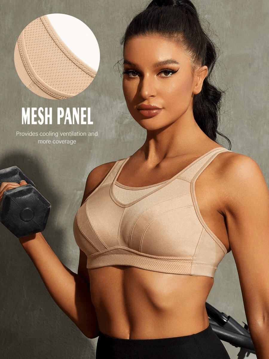 Women Comfy Supportive Yoga Bra Solid Wide Strap Push Up Running