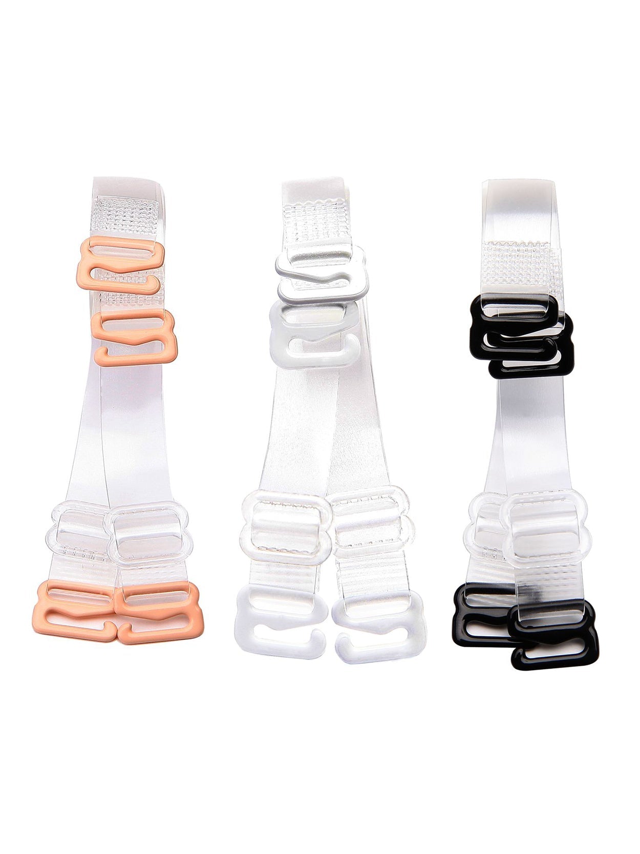 Piftif Pack of 3 Pairs of Women's soft Transparent straps Synthetic Invisible  Adjustable Bra Straps (Clear, Free Size) Adjustable Shoulder Strap