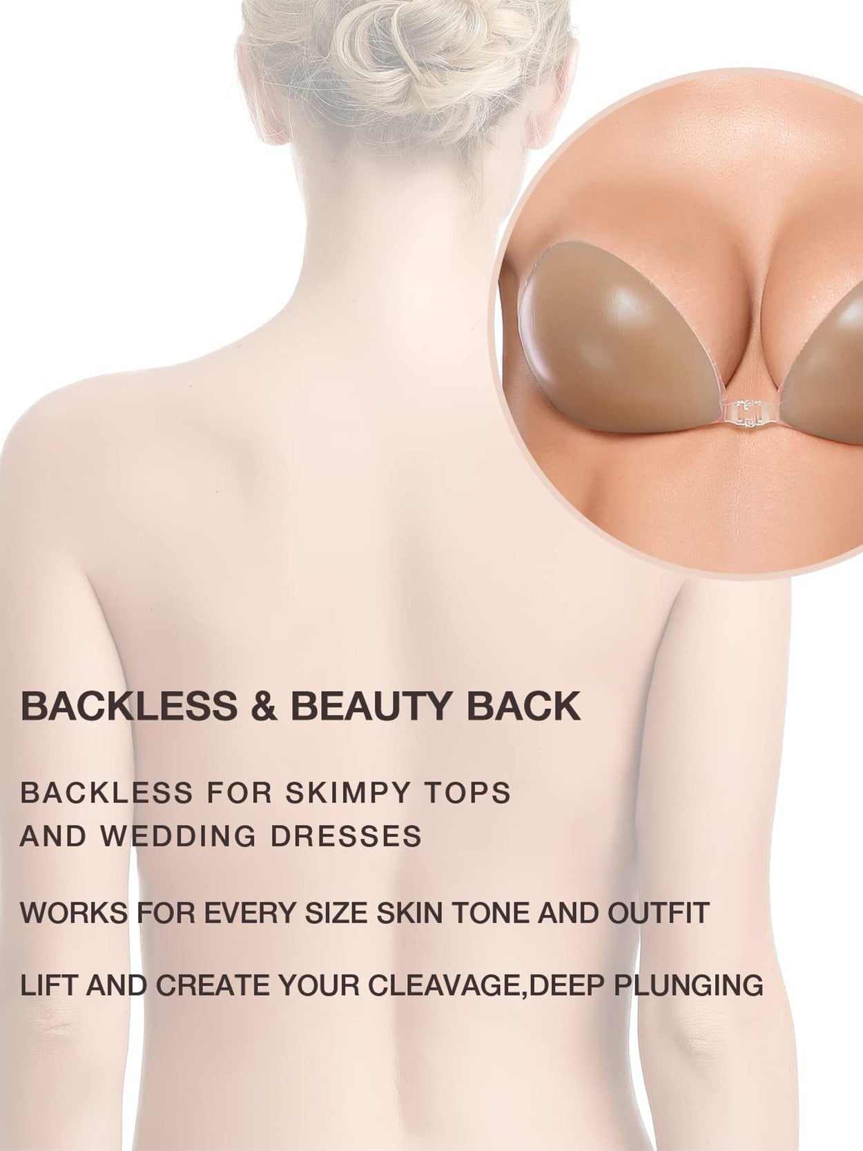 Invisible Silicone Strapless Sticky Waterproof Plunge Bra Inserts