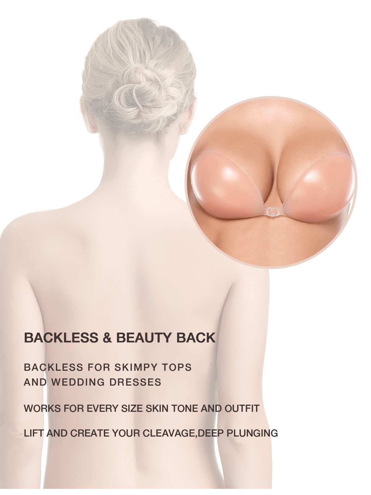 Invisible Silicone Strapless Sticky Waterproof Plunge Bra Inserts Nude –  WingsLove