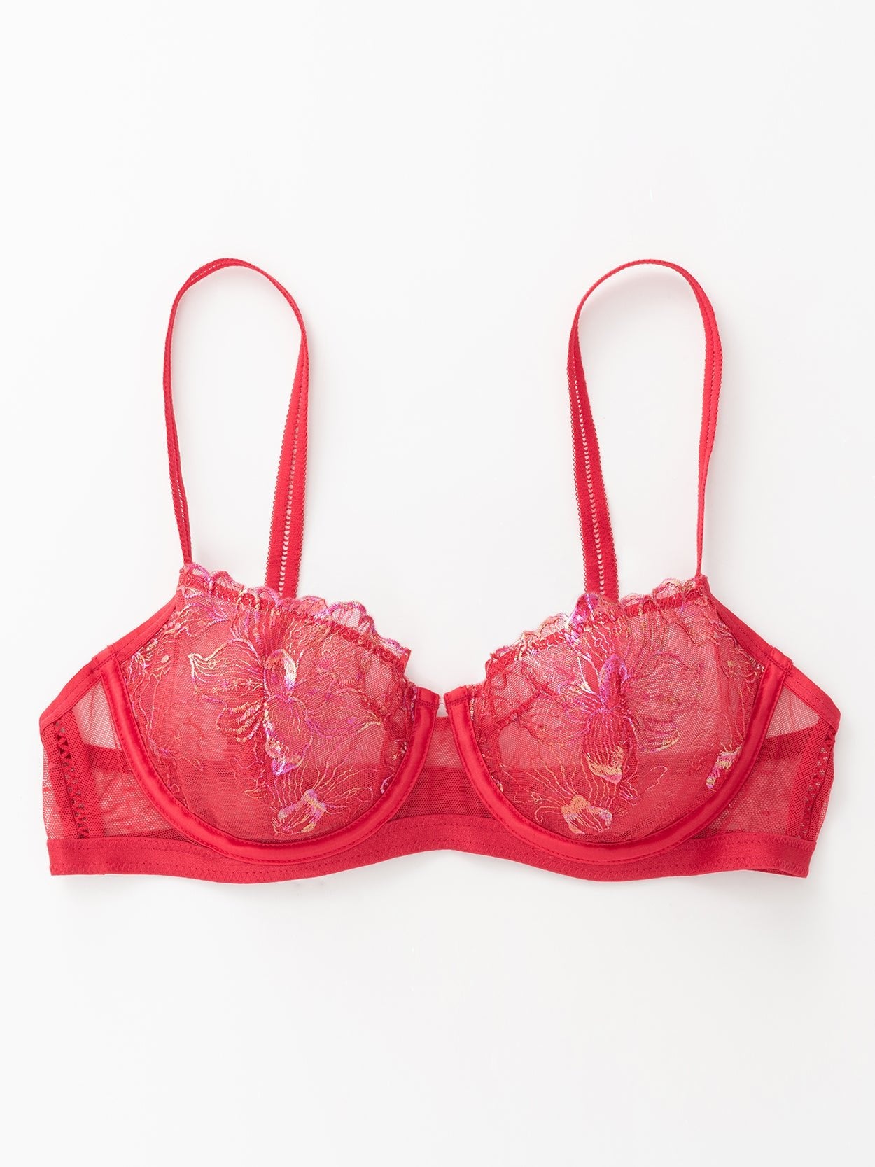 Lace Balconette Demi See Through Bra - WingsLove