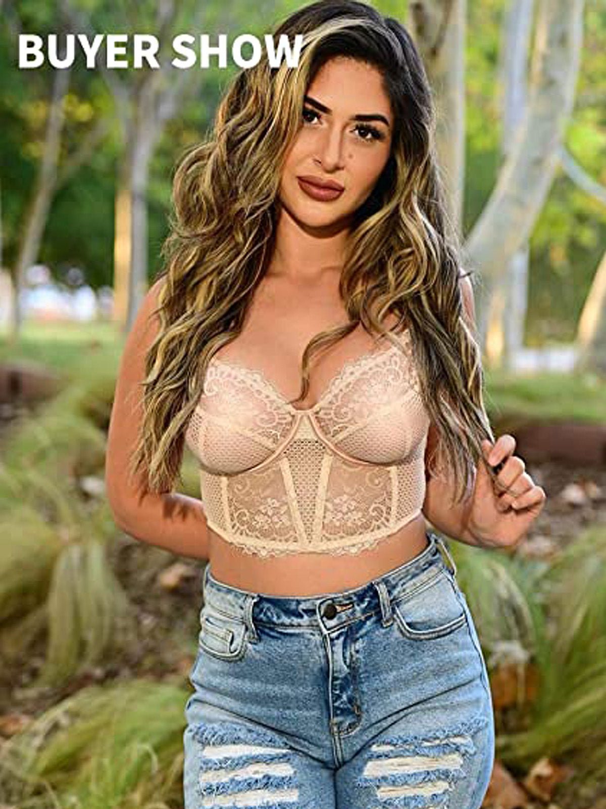 Lace Balconette See Through Underwire Multiway Bralette Nude - WingsLove