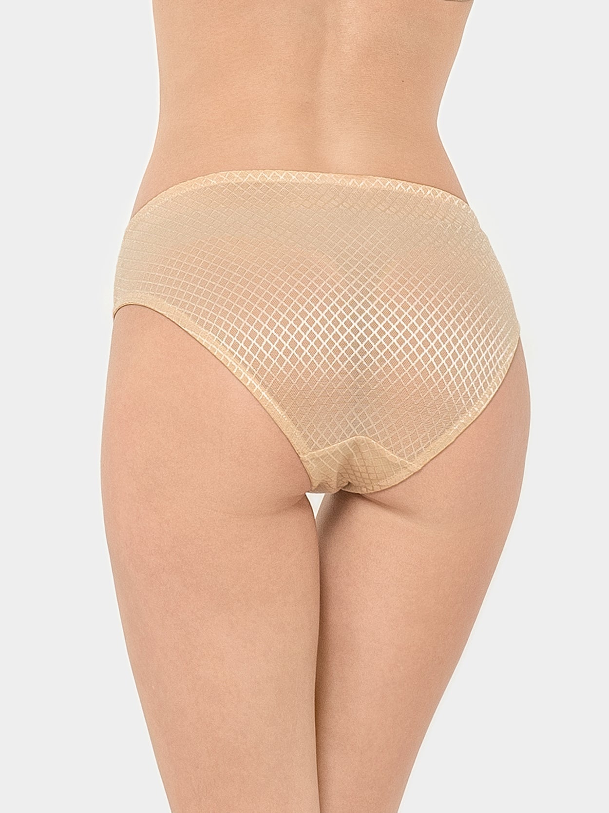 Cotton Lace Mesh Plus Size Panties 4 PCS Nude
