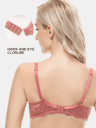 Lace Push Up Bra Lightly Padded Demi Plunge Bra Cinnabar Red - WingsLove