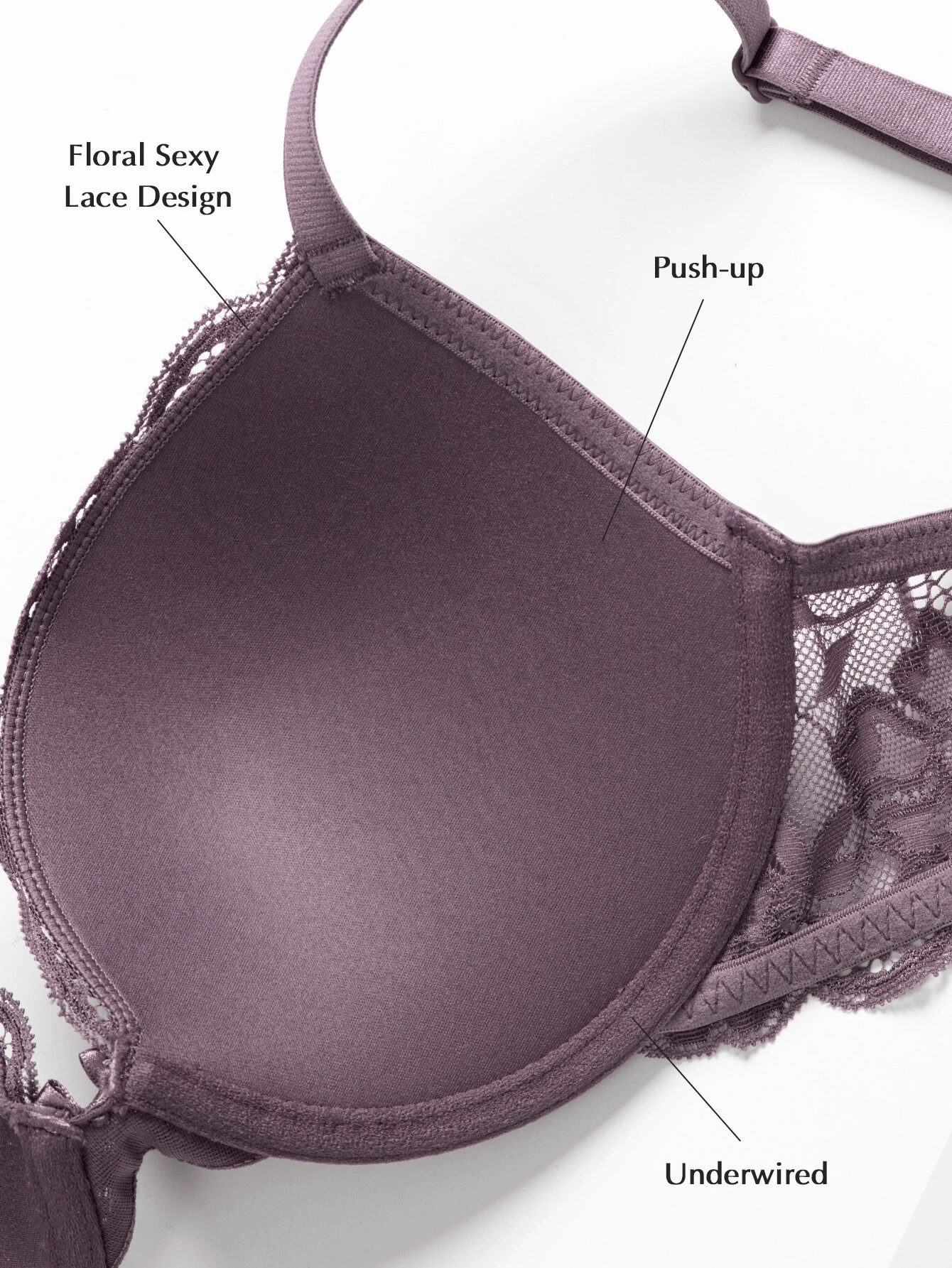 Hnodov Lace Underwire Bra for Women, Push Up Demi Bra with Underwire Cups,  Sexy V Neck Plunging Bra for Everyday Comfort Front Open Bras for Women  Camisetas De Yoga para Black 