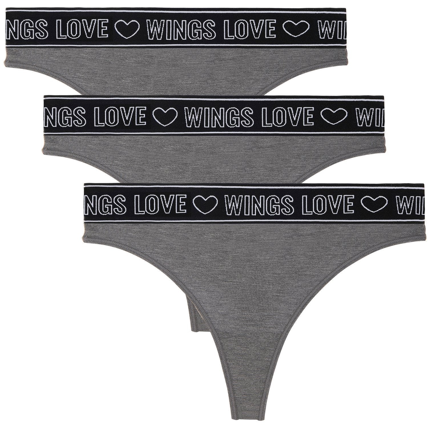 Letter & Heart Tape Double-layers Pure Cotton Panty Dark Grey