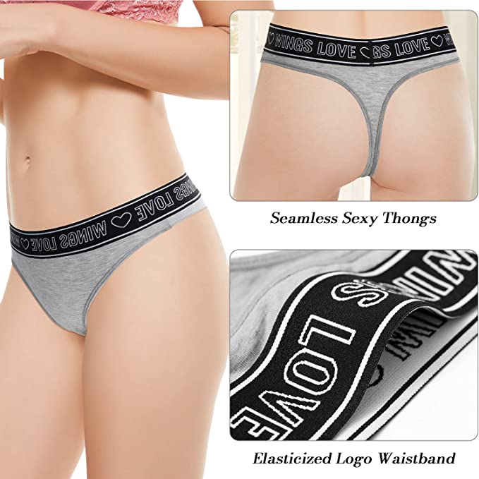 FINETOO 3pack Letter Tape Waist Lace Panty