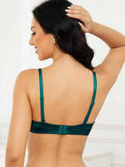 Lightly Padded Plunge Everyday Basic Underwire Push Up Bra Malachite Green - WingsLove