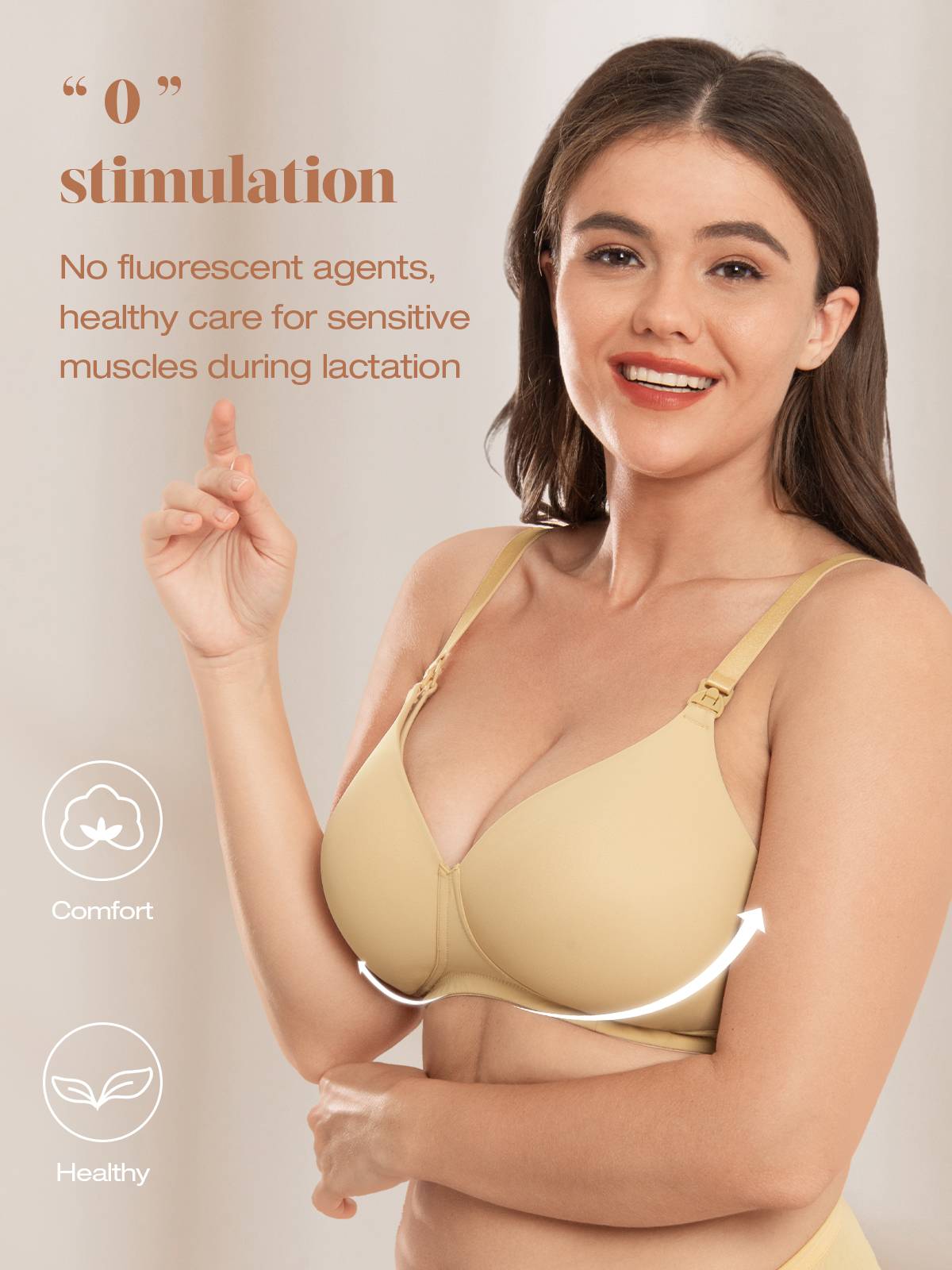 Lightly Padded Wireless Breastfeeding Maternity Bra Nude - WingsLove