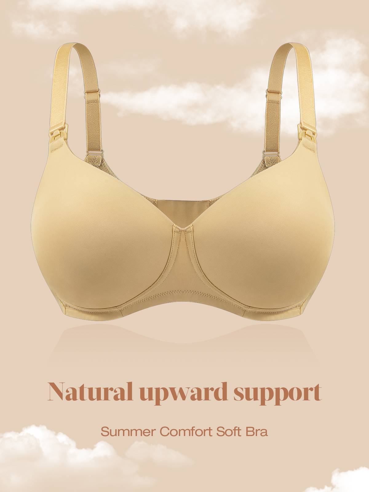 Lightly Padded Wireless Breastfeeding Maternity Bra Nude - WingsLove