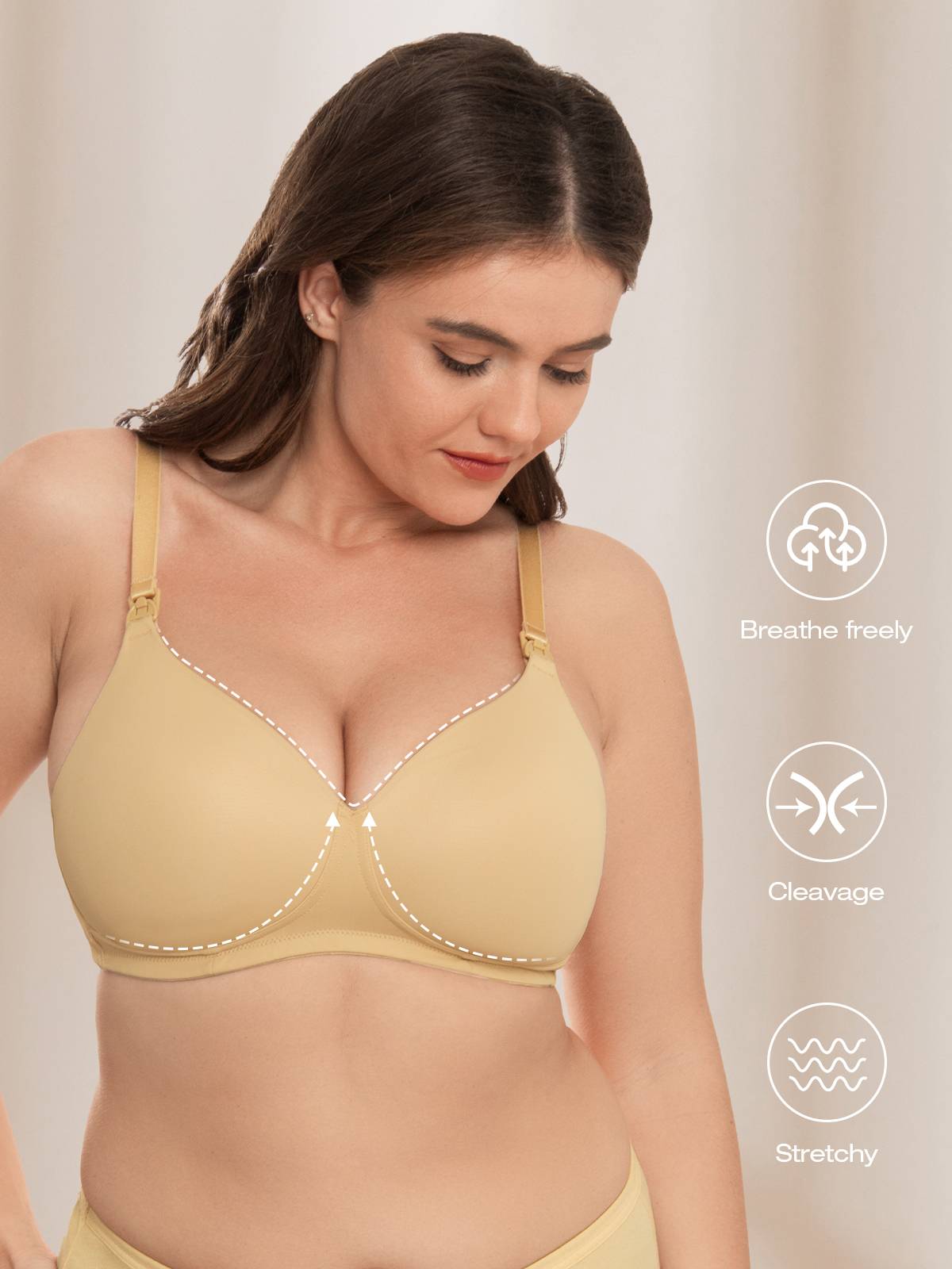 Lightly Padded Wireless Breastfeeding Maternity Bra Nude - WingsLove