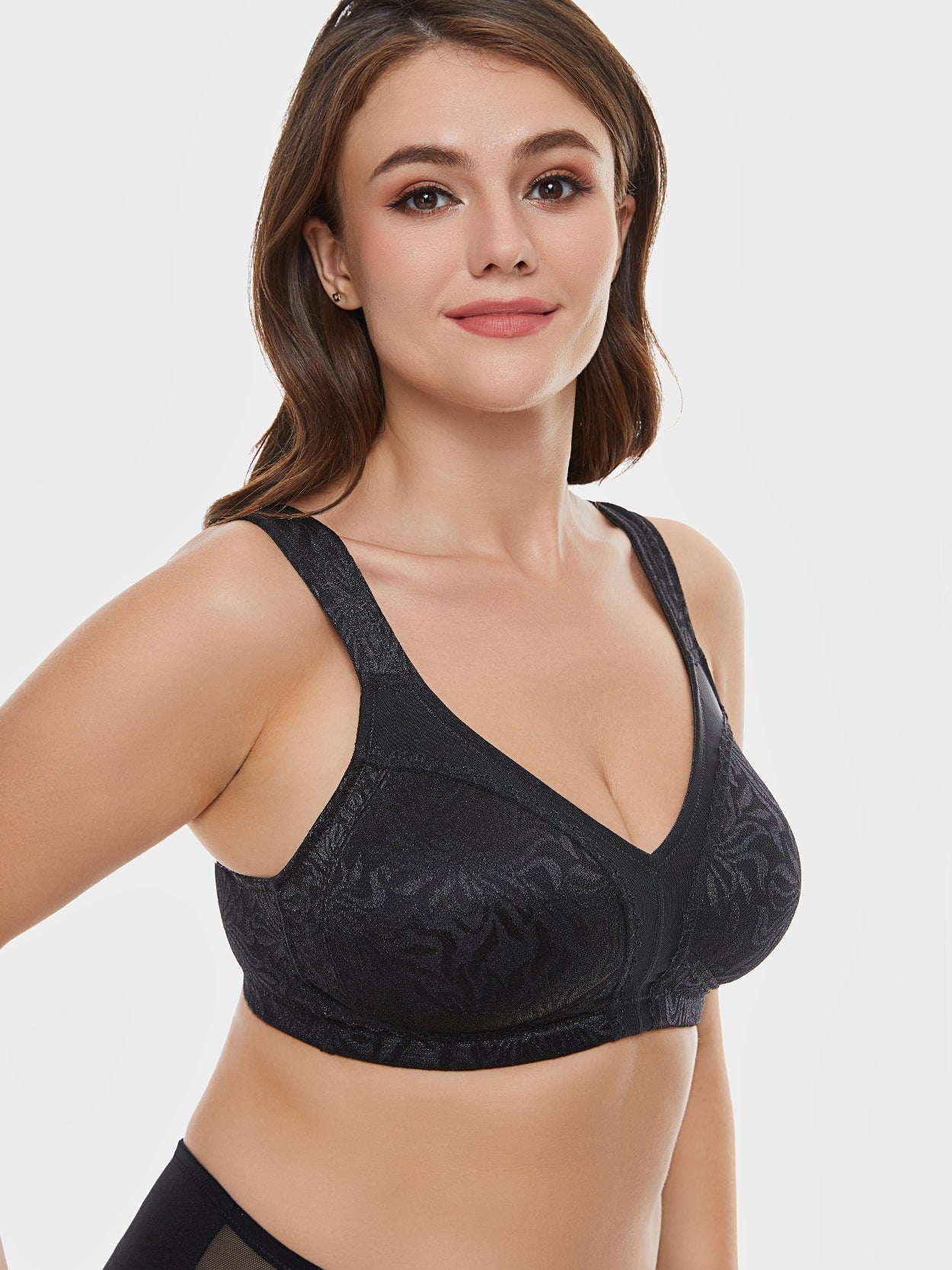 Full Coverage Minimizer Bra Lace Floral See Through Non-Padded