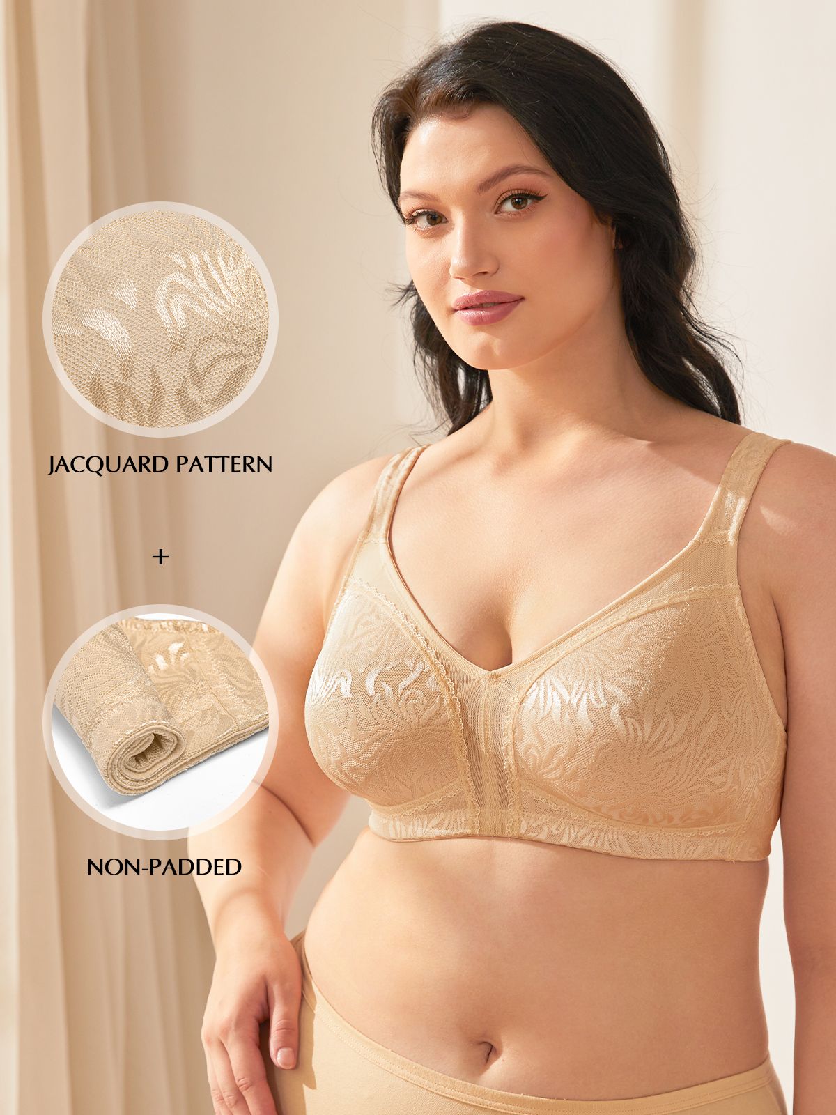 Women's Underwire Unlined Bra Minimizers Non-Padded Full Coverage Lace Plus  Size 50DDD 