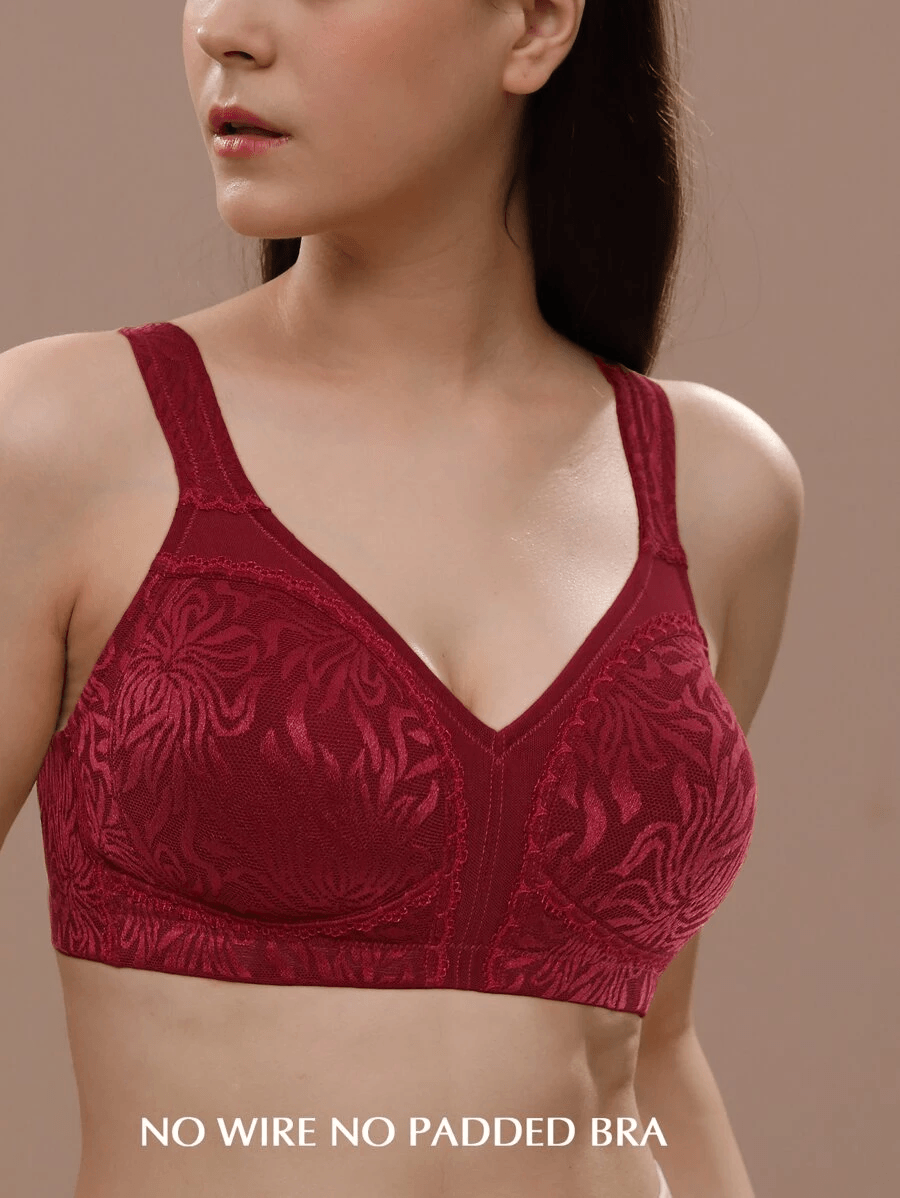 Buy Featherline Padded Non Wired Full Coverage Minimiser Bra - Red at  Rs.550 online