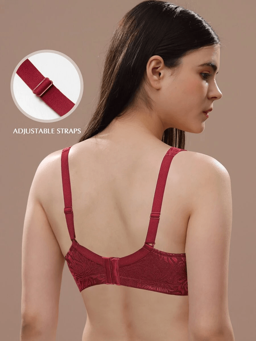 Buy Floret Double Layered Wirefree Natural Lift Minimiser Bra - Red at  Rs.449 online