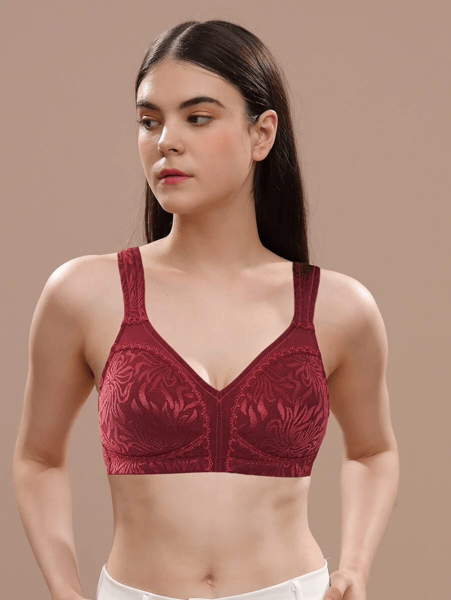 Wingslove Full Coverage Non Padded Minimizer Wire-Free Bra 36D Wine Red NWT